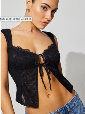 Garage Flyaway Lace Rib Top